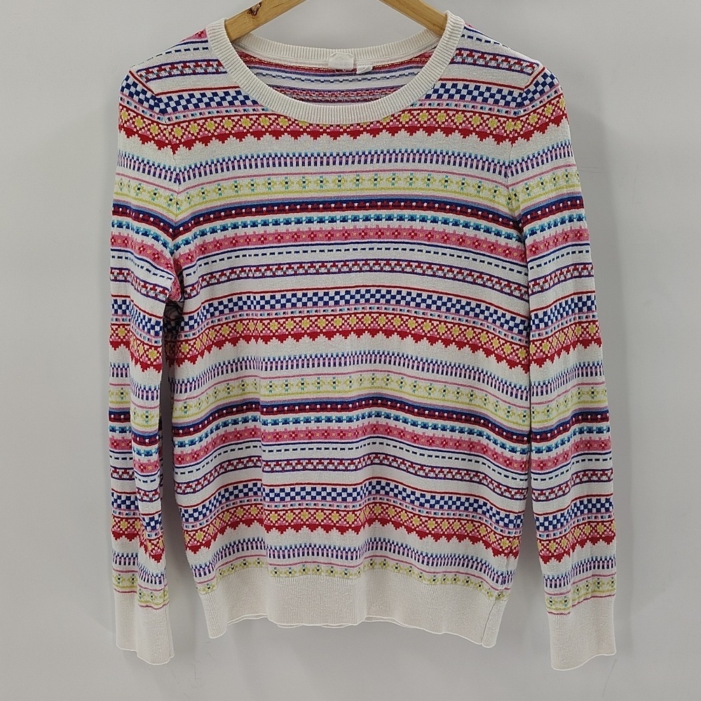 GAP Sweater Medium Fairisle Multicolor Cotton Blend Long Sleeve